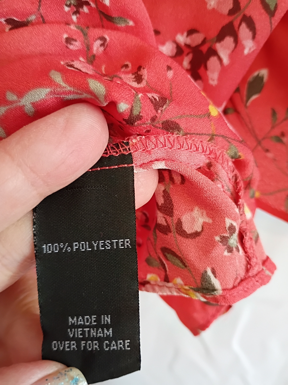 AB Studio Coral Size Xxl Floral Knot Tie-Front Peasant Blouse. - Picture 3 of 12